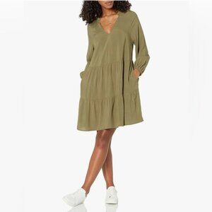 The Drop x Caralyn Mirand Ruffle Neck Tiered Mini Dress Olive